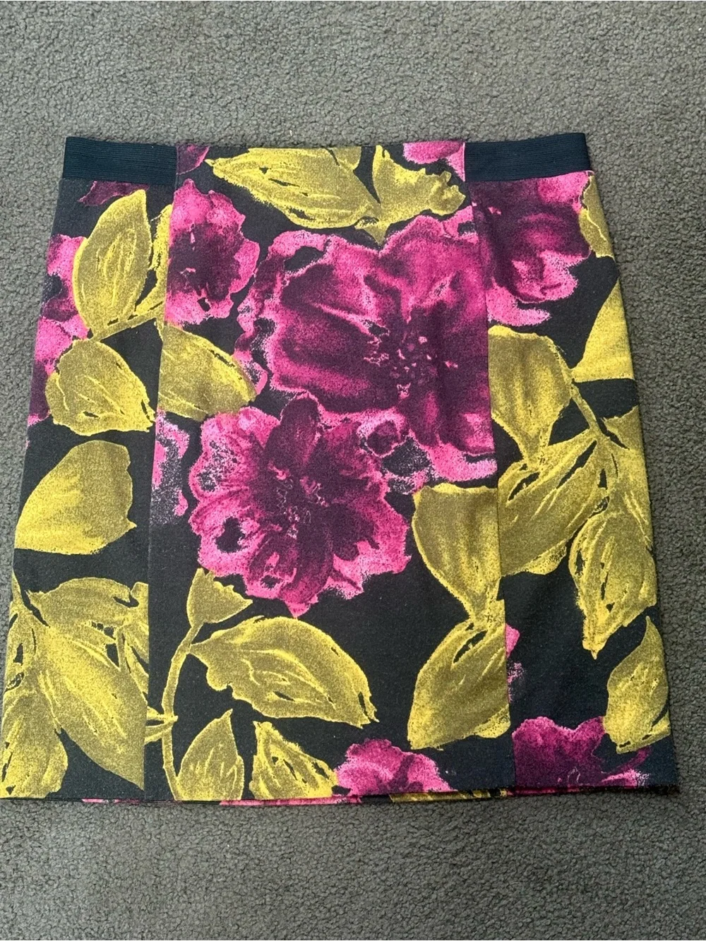 Vera Wang Black Floral Mini Skirt with Pink and Yellow Print - Simply Vera